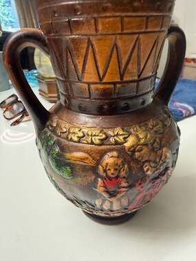 Vintage Norleans Japan Double Handled Embossed Ceramic Vase